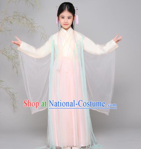 Traditional Chinese Han Dynasty Princess Costume, China Ancient Fairy Hanfu Dress Clothing for Kids