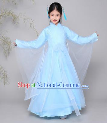 Traditional Chinese Han Dynasty Palace Lady Costume, China Ancient Princess Fairy Hanfu Dress Clothing for Kids