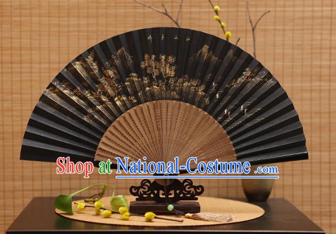 Traditional Chinese Crafts Hand Painting Landscape Silk Folding Fan, China Handmade Bamboo Fans for Women