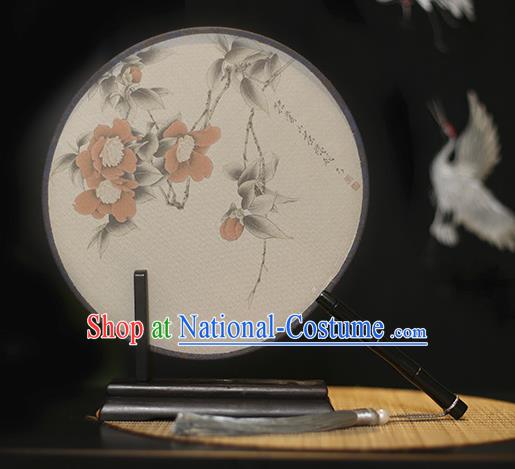 Traditional Chinese Crafts Printing Flowers Silk Round Fan, China Palace Fans Princess Circular Fans for Women