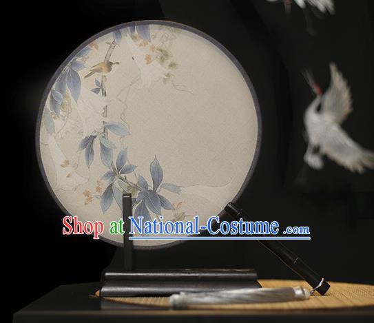 Traditional Chinese Crafts Printing Petunia Silk Round Fan, China Palace Fans Princess Circular Fans for Women