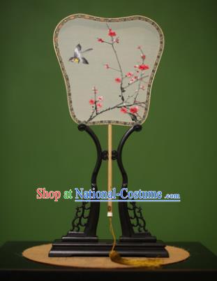 Traditional Chinese Crafts Suzhou Embroidery Silk Fan, China Palace Fans Princess Embroidered Wintersweet Fans for Women