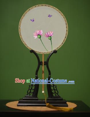 Traditional Chinese Crafts Suzhou Embroidery Silk Fan, China Palace Fans Princess Embroidered Flowers Fans for Women