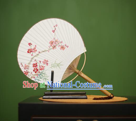 Traditional Chinese Crafts Printing Peach Blossom Paper Fan, China Palace Fans Princess Round Fans for Women