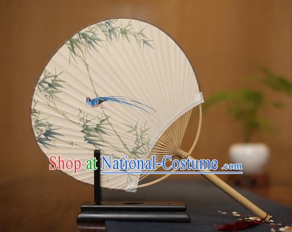 Traditional Chinese Crafts Ink Painting Bamboo Paper Fan, China Palace Fans Princess Round Fans for Women