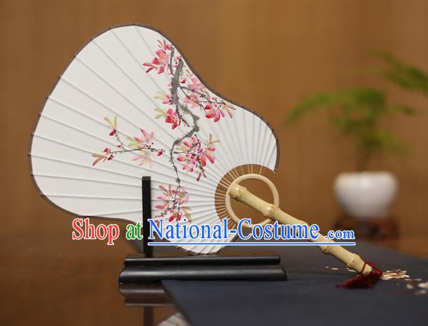 Traditional Chinese Crafts Ink Painting Plum Blossom Paper Fan, China Palace Princess Fans for Women