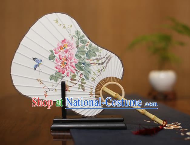 Traditional Chinese Crafts Ink Painting Peony Paper Fan, China Palace Princess Fans for Women