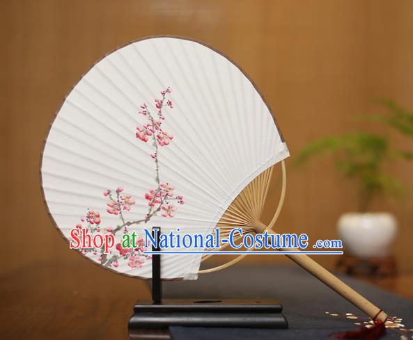 Traditional Chinese Crafts Ink Painting Wintersweet Paper Fan, China Palace Princess Fans for Women