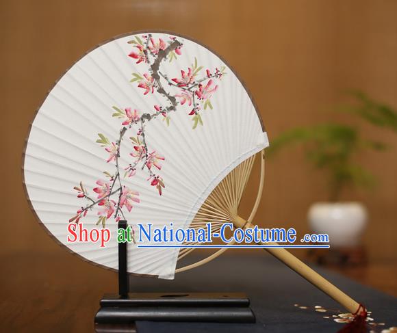 Traditional Chinese Crafts Ink Painting Peach Blossom Paper Fan, China Palace Princess Fans for Women