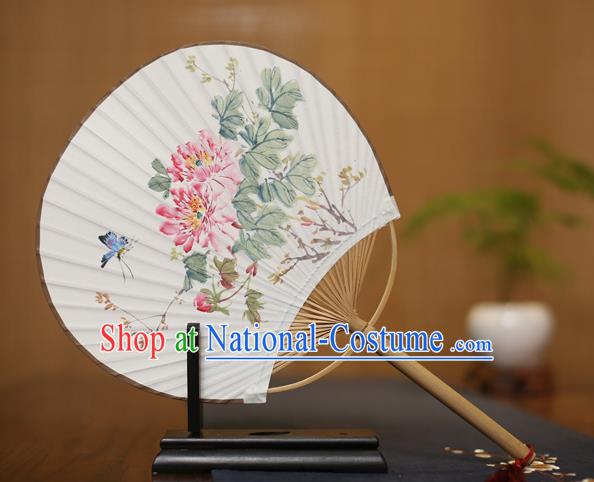 Traditional Chinese Crafts Ink Painting Peony Paper Fan, China Palace Princess Fans for Women