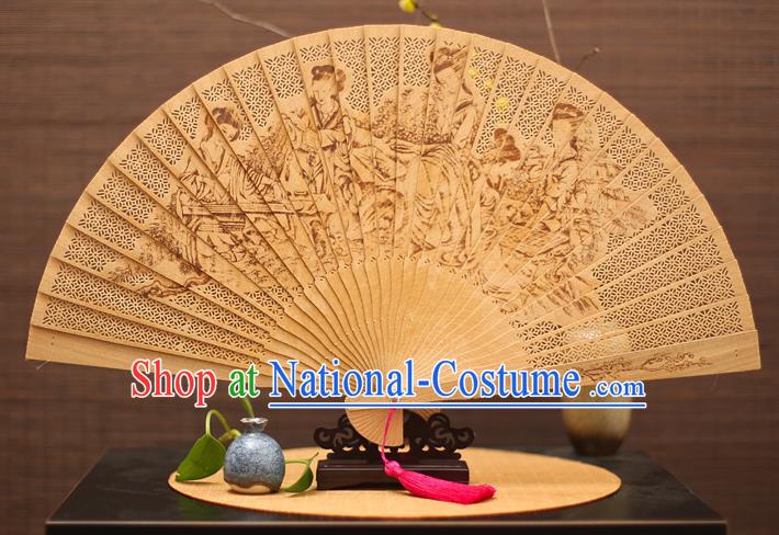 Traditional Chinese Crafts Sandalwood Folding Fan, China Handmade Hollow Out Fairy Incienso Fans for Women