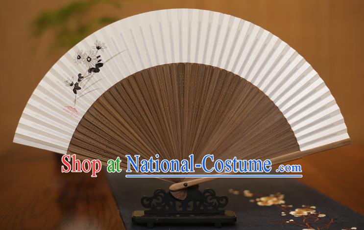 Traditional Chinese Crafts Printing Flowers Folding Fan, China Handmade Xuan Paper Fans for Women