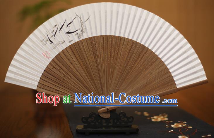 Traditional Chinese Crafts Printing Fishes Folding Fan, China Handmade Xuan Paper Fans for Women