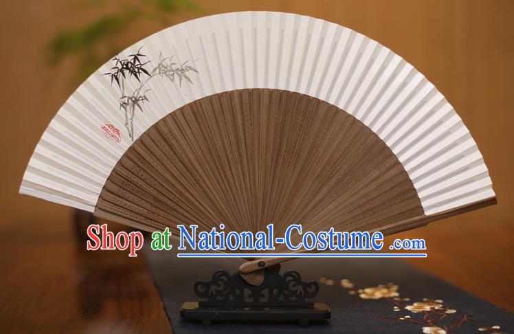 Traditional Chinese Crafts Printing Bamboo Folding Fan, China Handmade Xuan Paper Fans for Women