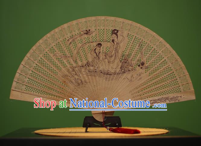 Traditional Chinese Crafts Sandalwood Folding Fan, China Handmade Carving Fairy Incienso Fans for Women