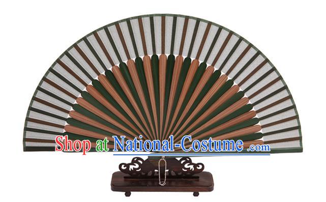 Traditional Chinese Crafts Green Silk Folding Fan, China Handmade Bamboo Bone Fans for Women