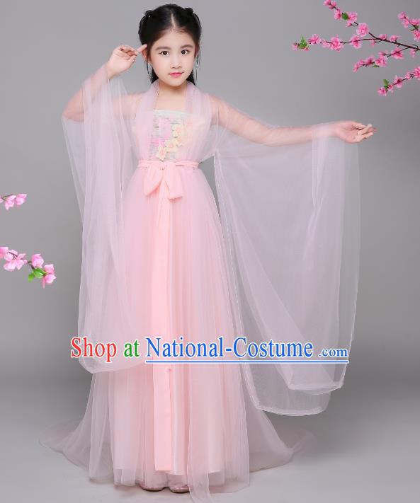 Traditional Chinese Tang Dynasty Princess Costume, China Ancient Palace Lady Fairy Hanfu Clothing for Kids