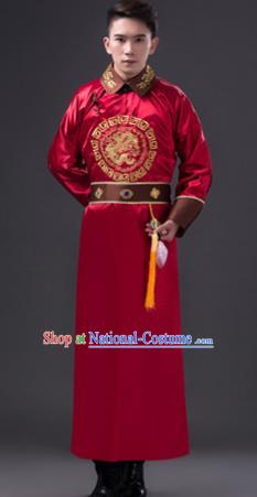 Traditional Chinese Qing Dynasty Royal Prince Costume, China Ancient Manchu Nobility Embroidered Clothing for Men