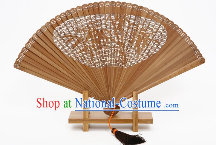 Traditional Chinese Crafts Hollow Out Bamboo Folding Fan, China Handmade Sandalwood Fans for Women