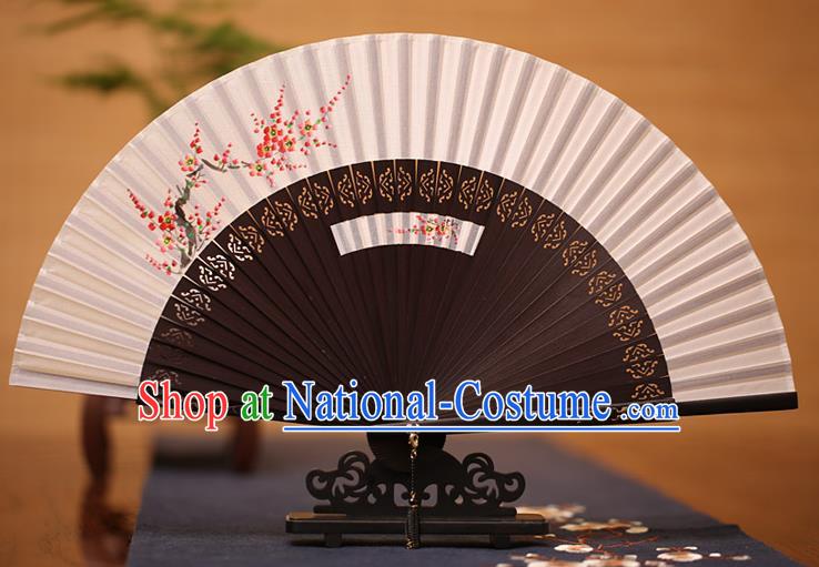 Traditional Chinese Crafts Printing Plum Blossom Folding Fan, China Handmade Classical Silk Fans for Women