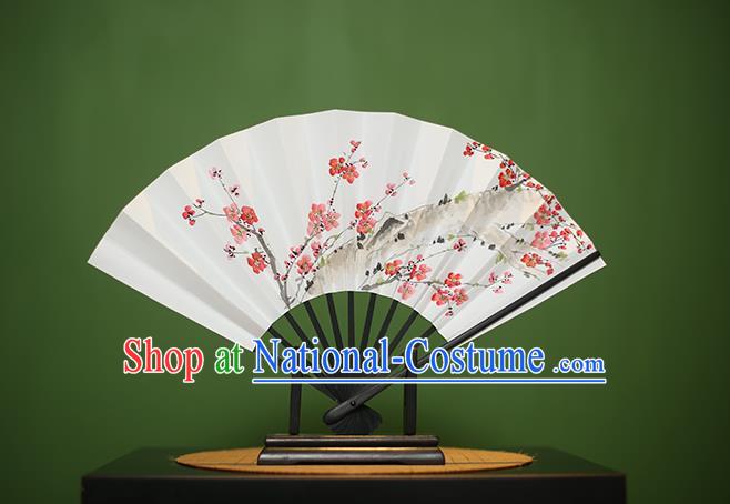 Traditional Chinese Crafts Printing Wintersweet Paper Folding Fan, China Handmade Classical Fans for Women