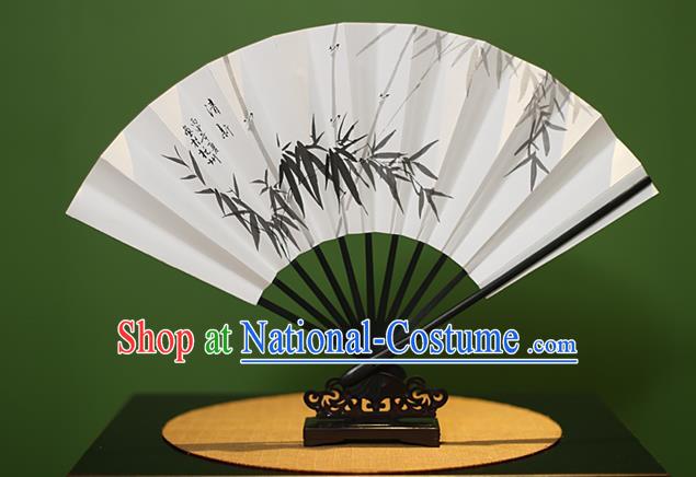 Traditional Chinese Crafts Printing Bamboo Leaf Paper Folding Fan, China Handmade Classical Fans for Women