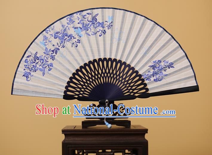 Traditional Chinese Crafts Printing Folding Fan, China Handmade Classical White Fans for Women