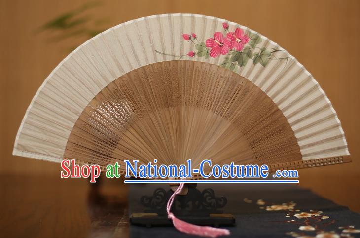 Traditional Chinese Crafts Printing Flowers Folding Fan, China Handmade Classical Silk Pierced Fans for Women