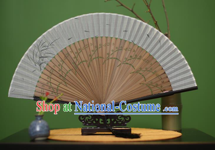 Traditional Chinese Crafts Printing Bamboo Linen Folding Fan, China Handmade Classical Fans for Women