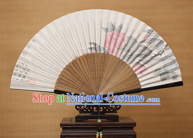 Traditional Chinese Crafts Classical Paper Folding Fan, China Handmade Painting Peony Fans for Women