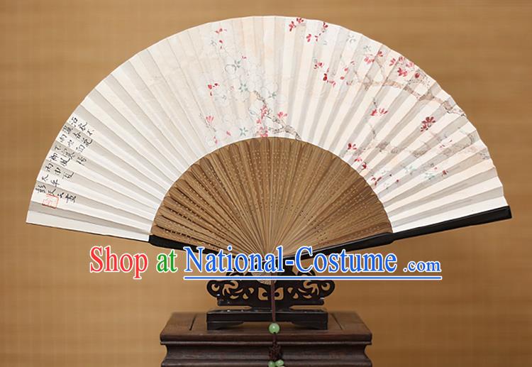 Traditional Chinese Crafts Classical Paper Folding Fan, China Handmade Painting Plum Blossom Fans for Women