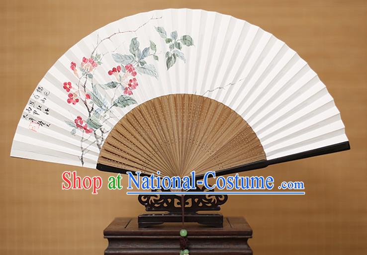 Traditional Chinese Crafts Classical Paper Folding Fan, China Handmade Painting Pomegranate Flower Fans for Women