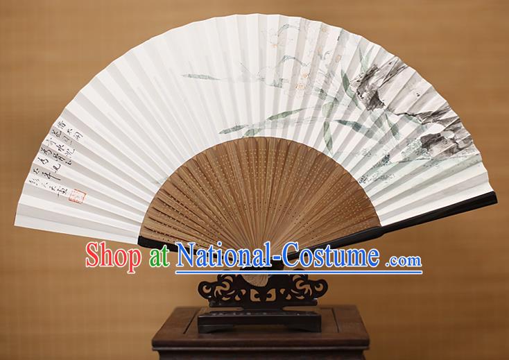 Traditional Chinese Crafts Classical Paper Folding Fan, China Handmade Painting Daffodil Fans for Women