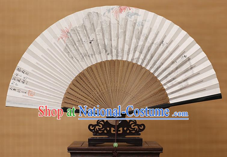 Traditional Chinese Crafts Classical Paper Folding Fan, China Handmade Painting Chrysanthemum Fans for Women