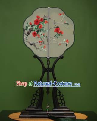 Traditional Chinese Crafts Suzhou Embroidery Flowers Palace Fan, China Princess Embroidered Silk Fans for Women