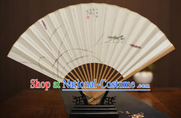 Traditional Chinese Crafts Collectables Autograph Xuan Paper Folding Fan, China Hand Painting Fans for Men