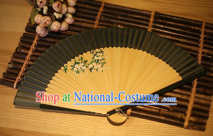 Traditional Chinese Crafts Printing Wisteria Classical Folding Fan, China Handmade Silk Fans for Women