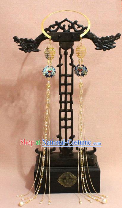 Traditional Chinese Handmade Jewelry Accessories Ancient Bride Necklace Hanfu Cloisonn Tassel Necklet for Women