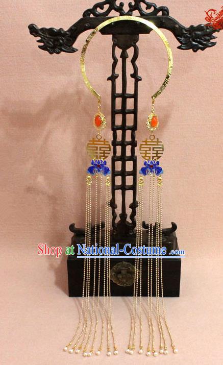 Traditional Chinese Handmade Jewelry Accessories Ancient Bride Necklace Hanfu Cloisonn Lotus Tassel Necklet for Women