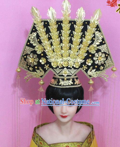 Traditional Chinese Handmade Hair Accessories Ancient Qing Dynasty Manchu Imperial Concubine Great Pull Fin Headwear for Women