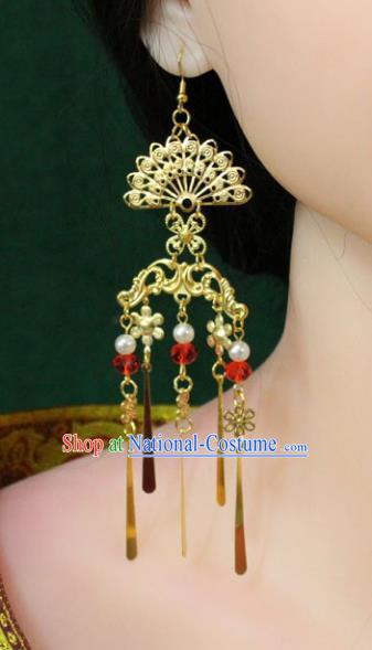 Traditional Chinese Handmade Jewelry Accessories Xiuhe Suit Bride Peacock Earrings Hanfu Eardrop for Women