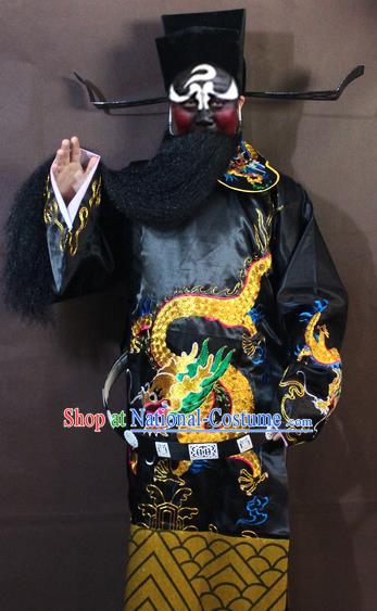 Traditional China Beijing Opera Bao Zheng Costume Embroidered Robe, Chinese Peking Opera Prime Minister Gwanbok