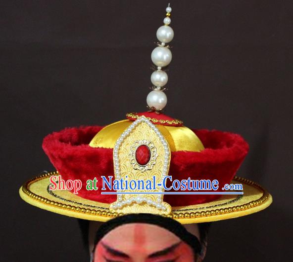 Traditional China Beijing Opera Emperor Hats, Chinese Peking Opera Qing Dynasty Majesty Headwear