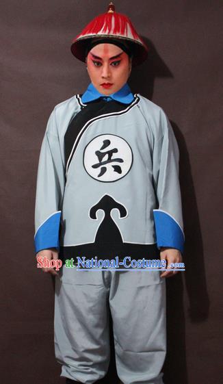 Traditional China Beijing Opera Imperial Bodyguard Costume, Chinese Peking Opera Qing Dynasty Warrior Clothing