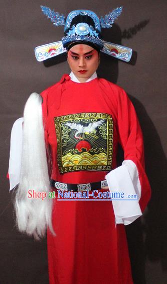 Traditional China Beijing Opera Costume Gifted Scholar Embroidered Robe and Hat Ancient Chinese Peking Opera Embroidery Clothing