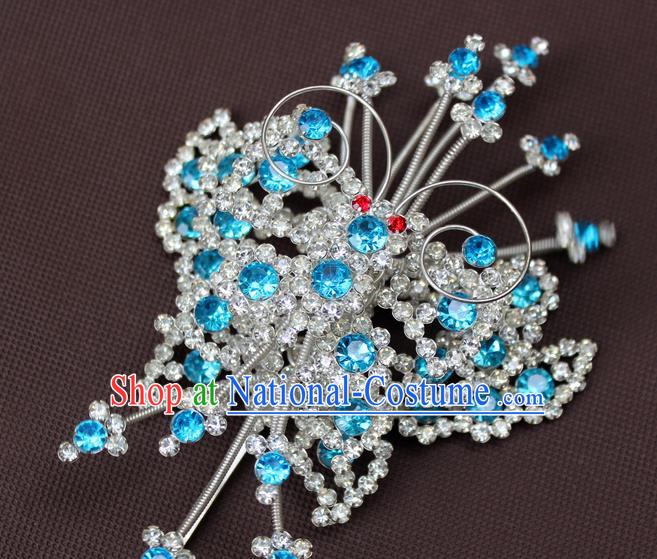 Traditional China Beijing Opera Actress Hair Accessories Hairpins, Chinese Peking Opera Diva Butterfly Hair Stick Headwear