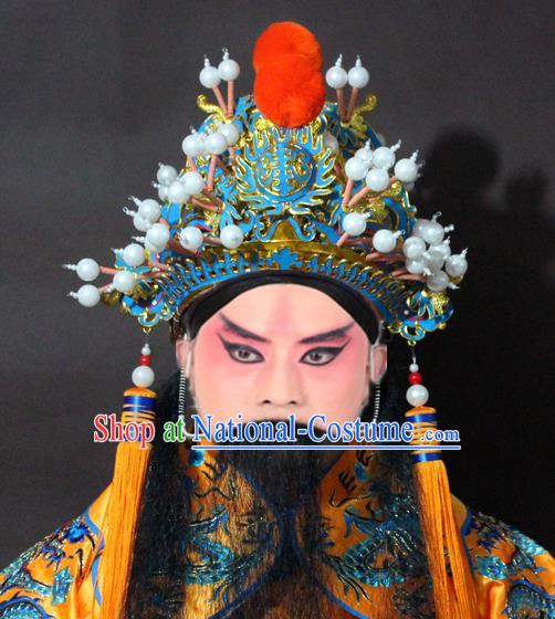 Traditional China Beijing Opera Emperor Hats, Chinese Peking Opera Royal Highness Helmet Headwear