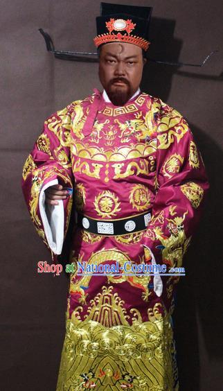 Traditional China Beijing Opera Prime Minister Embroidered Costume, Chinese Peking Opera Bao Zheng Gwanbok Embroidered Robe