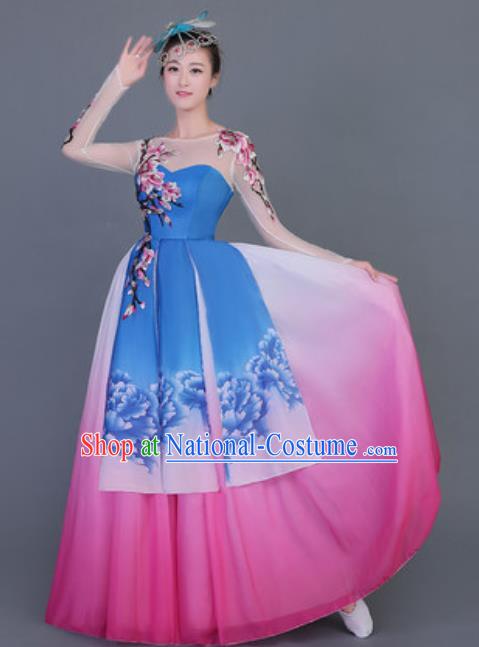 Chinese Traditional Folk Dance Costume Classical Dance Umbrella Dance Dress for Women