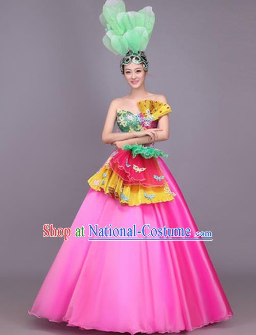 Professional Opening Dance Costume Stage Performance Classical Dance Rosy Dress for Women